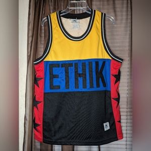ETHIK Blockstar Jersey Men's Sz S Yellow/Red/Blue/Black